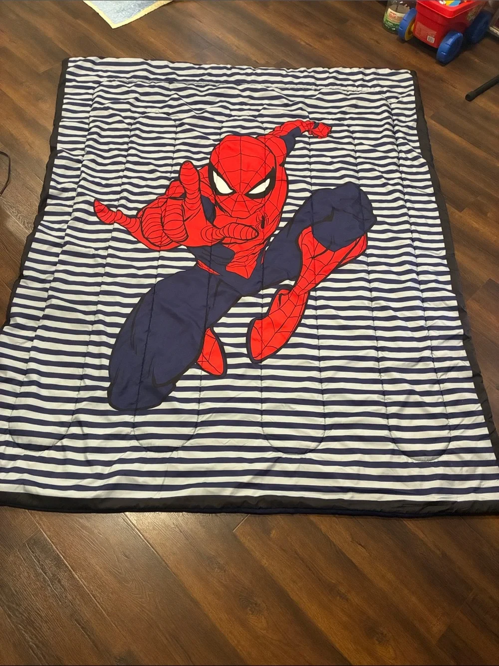 Marvel Spider-Man Navy and Red Striped TWIN Comforter Blanket 85”x69” FULL
